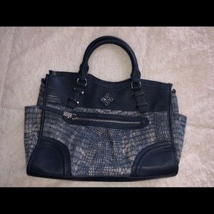 Faux Blue Snakeskin Purse